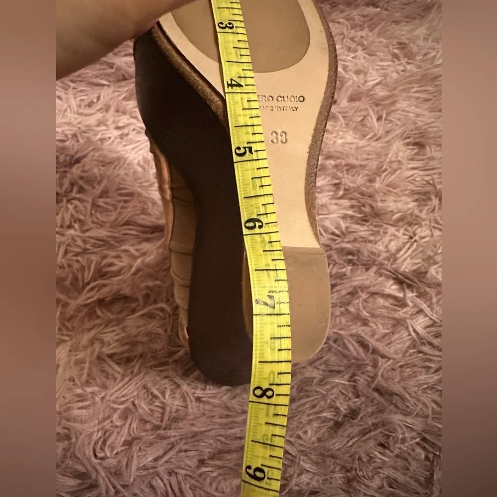COPY - New Baldan Brown and Tan Leather Suede Peep Toe Sandal Wedges Size 38